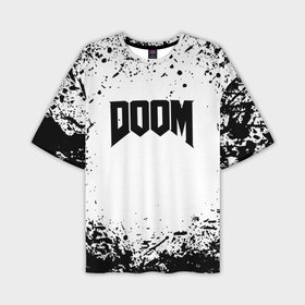 Мужская футболка oversize 3D с принтом Doom black splash в Санкт-Петербурге,  |  | 
