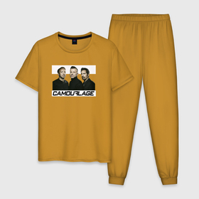 Мужская пижама хлопок с принтом Camouflage   a synthpop band в Тюмени, 100% хлопок | брюки и футболка прямого кроя, без карманов, на брюках мягкая резинка на поясе и по низу штанин
 | 