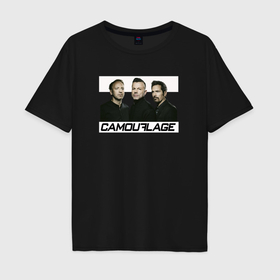 Мужская футболка хлопок Oversize с принтом Camouflage   a synthpop band в Кировске, 100% хлопок | свободный крой, круглый ворот, “спинка” длиннее передней части | 