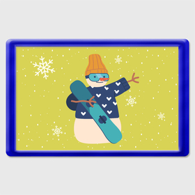 Магнит 45*70 с принтом Снеговик сноубордист в Петрозаводске, Пластик | Размер: 78*52 мм; Размер печати: 70*45 | 