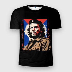 Мужская футболка 3D Slim с принтом Команданте Эрнесто Че Гевара в Курске, 100% полиэстер с улучшенными характеристиками | приталенный силуэт, круглая горловина, широкие плечи, сужается к линии бедра | Тематика изображения на принте: 