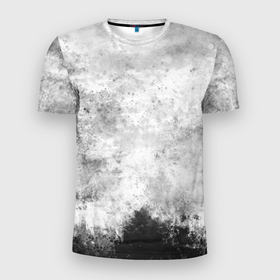 Мужская футболка 3D Slim с принтом Абстракция   black and white spot в Петрозаводске, 100% полиэстер с улучшенными характеристиками | приталенный силуэт, круглая горловина, широкие плечи, сужается к линии бедра | 