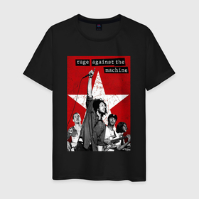 Мужская футболка хлопок с принтом Rage Against the Machine   group в Белгороде, 100% хлопок | прямой крой, круглый вырез горловины, длина до линии бедер, слегка спущенное плечо. | 