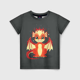 Детская футболка 3D с принтом Красивый дракон в Курске, 100% гипоаллергенный полиэфир | прямой крой, круглый вырез горловины, длина до линии бедер, чуть спущенное плечо, ткань немного тянется | Тематика изображения на принте: 