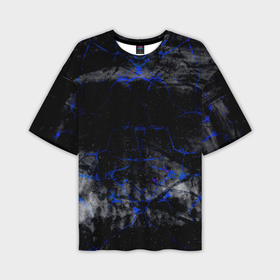 Мужская футболка oversize 3D с принтом Синие трещины в Курске,  |  | 