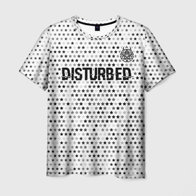 Мужская футболка 3D с принтом Disturbed glitch на светлом фоне посередине в Кировске, 100% полиэфир | прямой крой, круглый вырез горловины, длина до линии бедер | Тематика изображения на принте: 