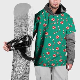 Накидка на куртку 3D с принтом Рождественский дождь из леденцов в Санкт-Петербурге, 100% полиэстер |  | Тематика изображения на принте: 