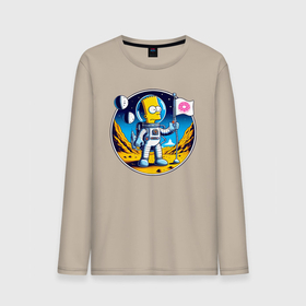 Мужской лонгслив хлопок с принтом Космонавт Барт Симпсон на другой планете в Кировске, 100% хлопок |  | 