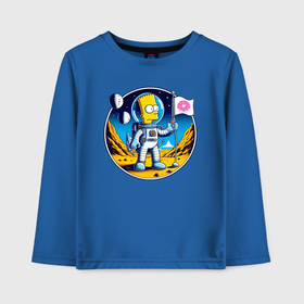 Детский лонгслив хлопок с принтом Космонавт Барт Симпсон на другой планете в Екатеринбурге, 100% хлопок | круглый вырез горловины, полуприлегающий силуэт, длина до линии бедер | 