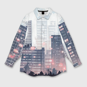 Мужская рубашка oversize 3D с принтом Безмятежный город в Курске,  |  | 