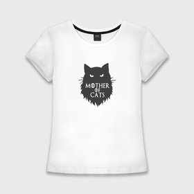 Женская футболка хлопок Slim с принтом Mother of cats ,  |  | Тематика изображения на принте: 