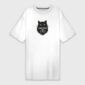 Платье-футболка хлопок с принтом Mother of cats ,  |  | 