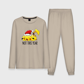 Мужская пижама с лонгсливом хлопок с принтом Pikachu not this year в Тюмени,  |  | 