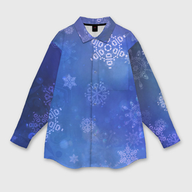 Мужская рубашка oversize 3D с принтом Декоративные снежинки на фиолетовом в Курске,  |  | 