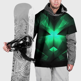 Накидка на куртку 3D с принтом Зеленая абстракция с ярким светом в Курске, 100% полиэстер |  | 