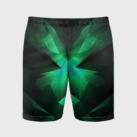 Мужские шорты спортивные с принтом Зеленая абстракция с ярким светом в Курске,  |  | 