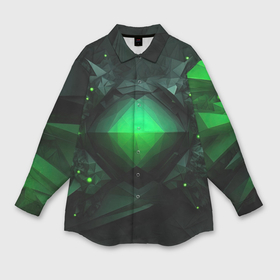 Мужская рубашка oversize 3D с принтом Гармония зеленого мира в абстракции ,  |  | 