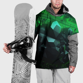 Накидка на куртку 3D с принтом Зеленое вдохновение абстракции в Тюмени, 100% полиэстер |  | 