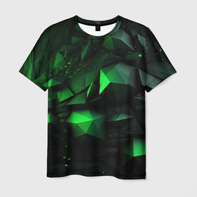 Мужская футболка 3D с принтом Абстрактное путешествие в зеленый мир в Санкт-Петербурге, 100% полиэфир | прямой крой, круглый вырез горловины, длина до линии бедер | Тематика изображения на принте: 