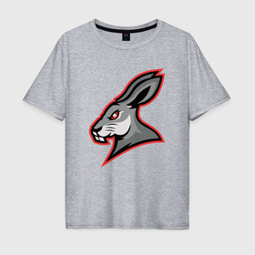 Мужская футболка хлопок Oversize с принтом Rabbit team в Курске, 100% хлопок | свободный крой, круглый ворот, “спинка” длиннее передней части | Тематика изображения на принте: 
