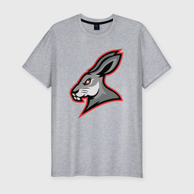Мужская футболка хлопок Slim с принтом Rabbit team в Курске, 92% хлопок, 8% лайкра | приталенный силуэт, круглый вырез ворота, длина до линии бедра, короткий рукав | Тематика изображения на принте: 