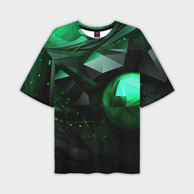 Мужская футболка oversize 3D с принтом Абстрактный спектр зеленого ,  |  | 