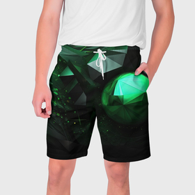 Мужские шорты 3D с принтом Абстрактный спектр зеленого в Кировске,  полиэстер 100% | прямой крой, два кармана без застежек по бокам. Мягкая трикотажная резинка на поясе, внутри которой широкие завязки. Длина чуть выше колен | 