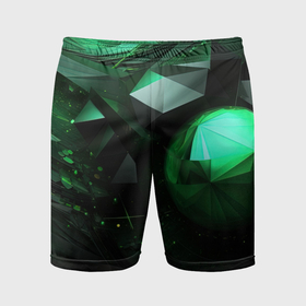 Мужские шорты спортивные с принтом Абстрактный спектр зеленого в Кировске,  |  | 