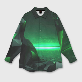 Мужская рубашка oversize 3D с принтом Абстракция зеленого цвета ,  |  | 