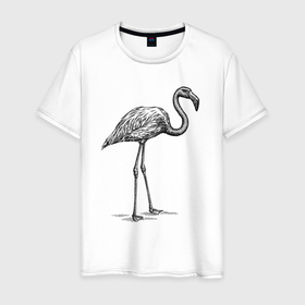 Мужская футболка хлопок с принтом Фламинго стоит в Екатеринбурге, 100% хлопок | прямой крой, круглый вырез горловины, длина до линии бедер, слегка спущенное плечо. | 