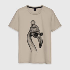 Мужская футболка хлопок с принтом Фламинго модный в Екатеринбурге, 100% хлопок | прямой крой, круглый вырез горловины, длина до линии бедер, слегка спущенное плечо. | 