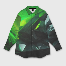 Мужская рубашка oversize 3D с принтом Зеленая абстракция: гармония природы в Екатеринбурге,  |  | Тематика изображения на принте: 