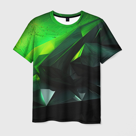 Мужская футболка 3D с принтом Зеленая абстракция: гармония природы в Курске, 100% полиэфир | прямой крой, круглый вырез горловины, длина до линии бедер | 