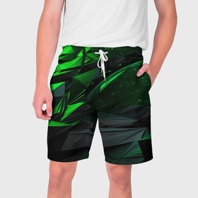 Мужские шорты 3D с принтом Абстрактное представление зелени в Санкт-Петербурге,  полиэстер 100% | прямой крой, два кармана без застежек по бокам. Мягкая трикотажная резинка на поясе, внутри которой широкие завязки. Длина чуть выше колен | 
