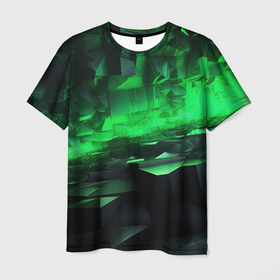 Мужская футболка 3D с принтом Абстрактное настроение зеленого в Курске, 100% полиэфир | прямой крой, круглый вырез горловины, длина до линии бедер | 