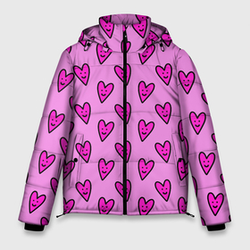 Мужская зимняя куртка 3D с принтом Розовые сердечки каракули в Курске, верх — 100% полиэстер; подкладка — 100% полиэстер; утеплитель — 100% полиэстер | длина ниже бедра, свободный силуэт Оверсайз. Есть воротник-стойка, отстегивающийся капюшон и ветрозащитная планка. 

Боковые карманы с листочкой на кнопках и внутренний карман на молнии. | 