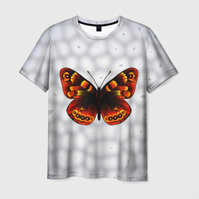 Мужская футболка 3D с принтом Бабочка с коричневым рисунком в Кировске, 100% полиэфир | прямой крой, круглый вырез горловины, длина до линии бедер | 