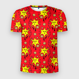 Мужская футболка 3D Slim с принтом Звездная каракуля в Курске, 100% полиэстер с улучшенными характеристиками | приталенный силуэт, круглая горловина, широкие плечи, сужается к линии бедра | 