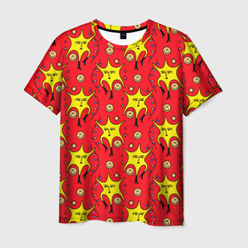 Мужская футболка 3D с принтом Звездная каракуля в Курске, 100% полиэфир | прямой крой, круглый вырез горловины, длина до линии бедер | 