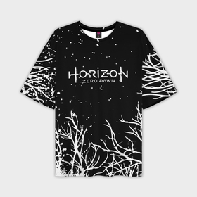 Мужская футболка oversize 3D с принтом Horizon Zero Dawn ночь ,  |  | Тематика изображения на принте: 