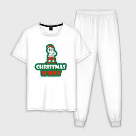 Мужская пижама хлопок с принтом Sexy christmas в Белгороде, 100% хлопок | брюки и футболка прямого кроя, без карманов, на брюках мягкая резинка на поясе и по низу штанин
 | 