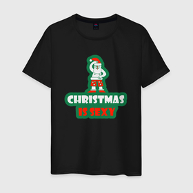Мужская футболка хлопок с принтом Sexy christmas в Белгороде, 100% хлопок | прямой крой, круглый вырез горловины, длина до линии бедер, слегка спущенное плечо. | 