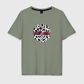 Мужская футболка хлопок Oversize с принтом Пятнистый паттерн с цветами в Санкт-Петербурге, 100% хлопок | свободный крой, круглый ворот, “спинка” длиннее передней части | 