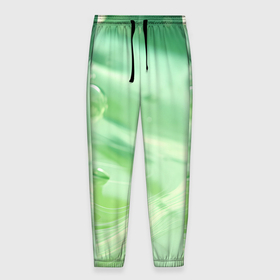 Мужские брюки 3D с принтом Зеленая вода с пузырями в Тюмени, 100% полиэстер | манжеты по низу, эластичный пояс регулируется шнурком, по бокам два кармана без застежек, внутренняя часть кармана из мелкой сетки | 