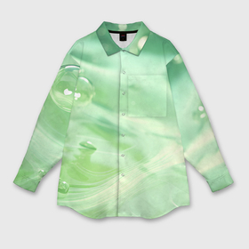 Мужская рубашка oversize 3D с принтом Зеленая вода с пузырями в Тюмени,  |  | 
