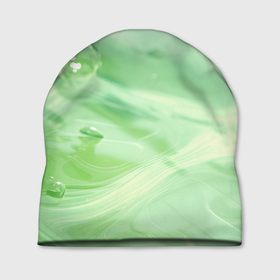 Шапка 3D с принтом Зеленая вода с пузырями в Тюмени, 100% полиэстер | универсальный размер, печать по всей поверхности изделия | 