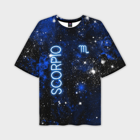 Мужская футболка oversize 3D с принтом Знак зодиака Скорпион на тёмном фоне ,  |  | Тематика изображения на принте: 