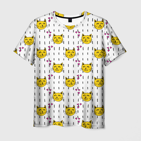 Мужская футболка 3D с принтом Смешная кошка в Тюмени, 100% полиэфир | прямой крой, круглый вырез горловины, длина до линии бедер | 