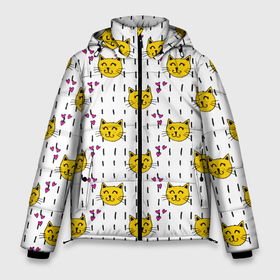 Мужская зимняя куртка 3D с принтом Смешная кошка в Санкт-Петербурге, верх — 100% полиэстер; подкладка — 100% полиэстер; утеплитель — 100% полиэстер | длина ниже бедра, свободный силуэт Оверсайз. Есть воротник-стойка, отстегивающийся капюшон и ветрозащитная планка. 

Боковые карманы с листочкой на кнопках и внутренний карман на молнии. | Тематика изображения на принте: 
