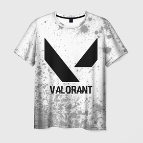 Мужская футболка 3D с принтом Valorant glitch на светлом фоне , 100% полиэфир | прямой крой, круглый вырез горловины, длина до линии бедер | Тематика изображения на принте: 
